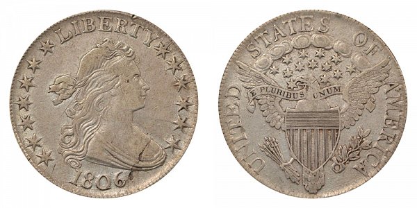 1806 Draped Bust Half Dollar - Pointed 6 - No Stem Through Claw 