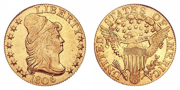 1806 Pointed 6 - Turban Head $5 Gold Half Eagle - Five Dollars 