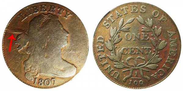 1807 Draped Bust Large Cent Penny - Comet Variety 