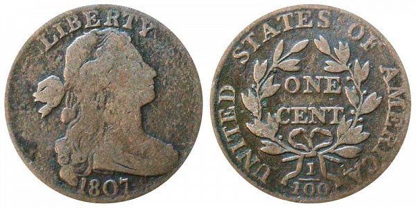 1807 Draped Bust Large Cent Penny - Large Fraction 