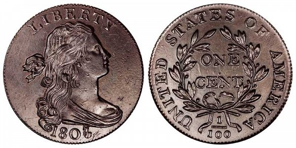 1807/6 Draped Bust Large Cent Penny - Small 7 - Blunt 1