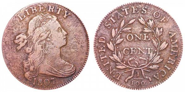 1807 Draped Bust Large Cent Penny - Small Fraction 