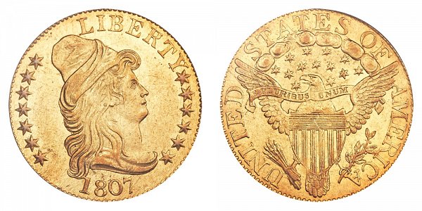 1807 Turban Head $5 Gold Half Eagle - Five Dollars - Head Facing Right 
