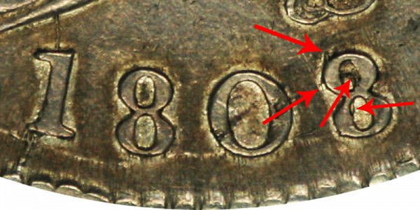 1808/7 Capped Bust Half Dollar - 8 Over 7 Overdate Error