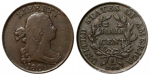 1808 Draped Bust Half Cent Penny Varieties