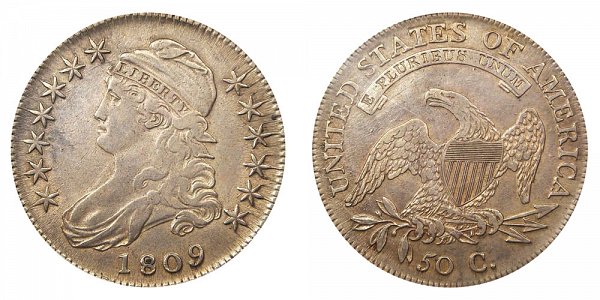 1809 Capped Bust Half Dollar - Edges Varieties - Differences and Comparisons 
