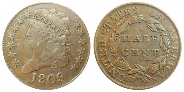 1809 Classic Head Half Cent Penny - Varieties and Comparison 