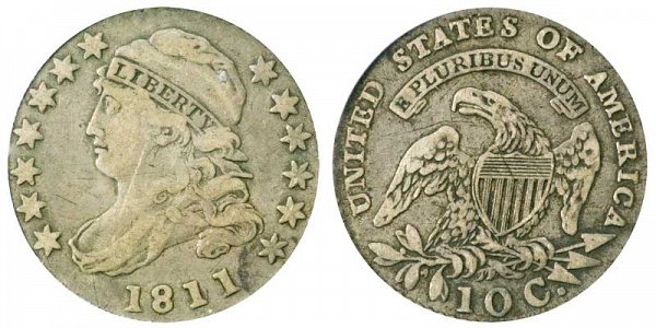 1811 Capped Bust Dime - 11 Over 09 11/09 