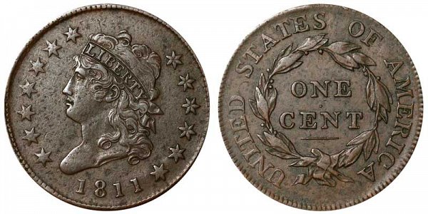1811 Classic Head Large Cent Penny - Normal Date 