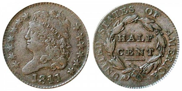 1811 Classic Head Half Cent Penny - Close Date