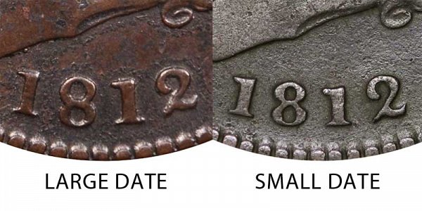 1812 Classic Head Large Cent Penny - Large Date vs Small Date