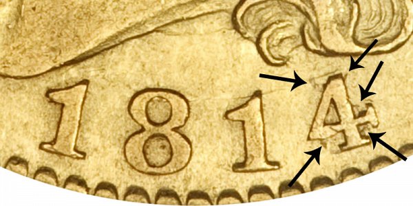 1814/3 Capped Bust Gold Half Eagle - 4 Over 3 Overdate - Closeup Example Image