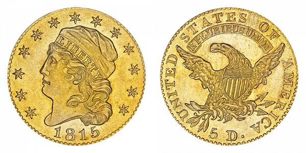 1815 Capped Bust $5 Gold Half Eagle - Five Dollars