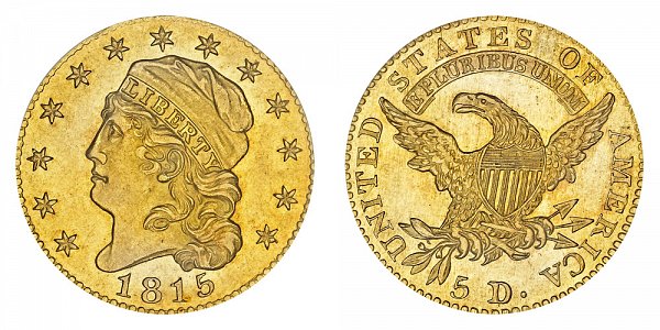 1815 Capped Bust $5 Gold Half Eagle - Five Dollars 