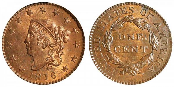 1816 Coronet Head Large Cent Penny 