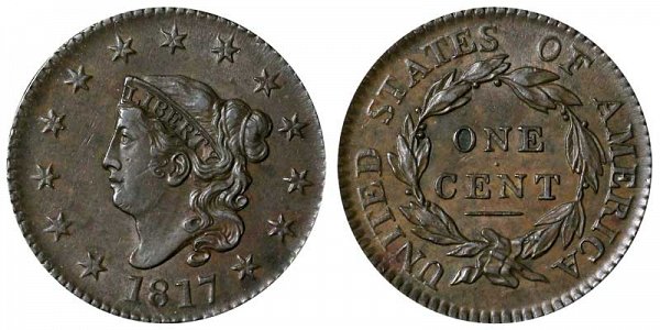 1817 Coronet Head Large Cent Penny - 13 Stars 