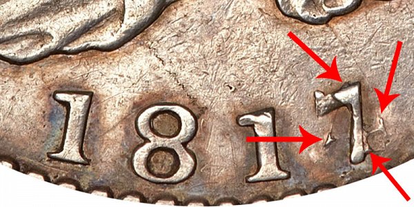 1817/4 Capped Bust Half Dollar - 7 Over 4 Overdate Error 