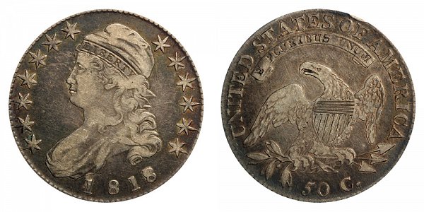 1818/7 Small 8 Capped Bust Half Dollar - 8 Over 7 Overdate 