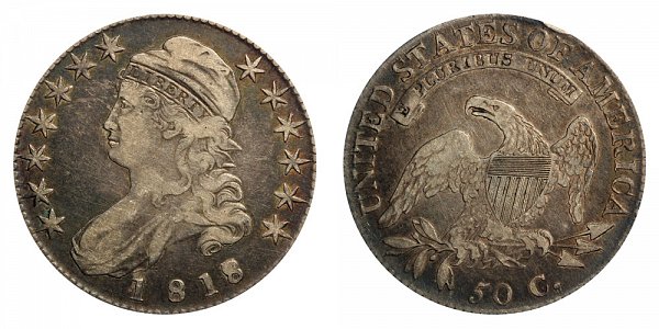 1818/7 Small 8 Capped Bust Half Dollar - 8 Over 7 Overdate
