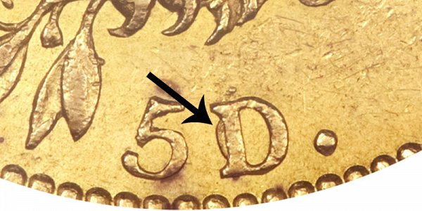 1819 5D/50 Capped Bust Gold Half Eagle - 5D Over 50 - Closeup Example Image