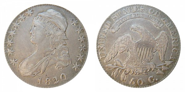 1820/19 Capped Bust Half Dollar - Square Base 2 - 20 Over 19 Overdate