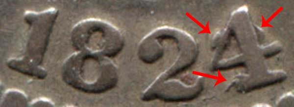 1824/2 4 Over 2 Capped Bust Dime Overdate Error