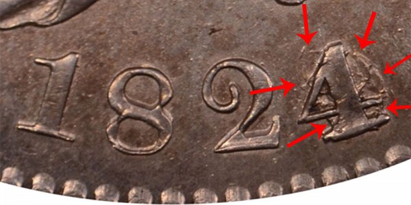 1824/2/0 Capped Bust Half Dollar - 4 Over Various Dates 
