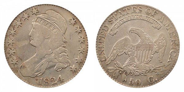 1824 capped Bust Half Dollar Varieties - Difference and Comparison