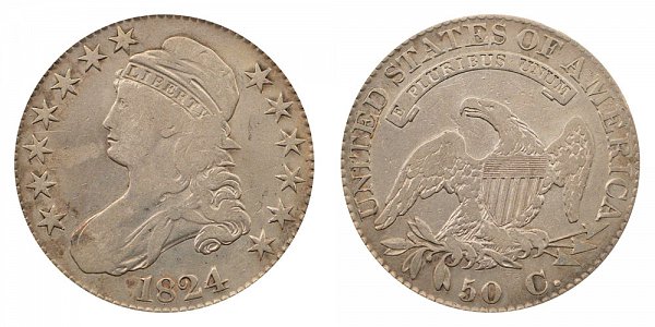 1824 capped Bust Half Dollar Varieties - Difference and Comparison 