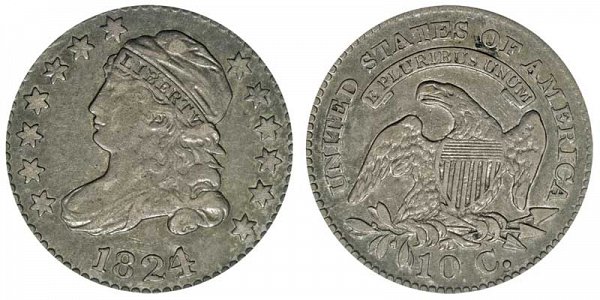 1824/2 Capped Bust Dime - Pointed Top 1