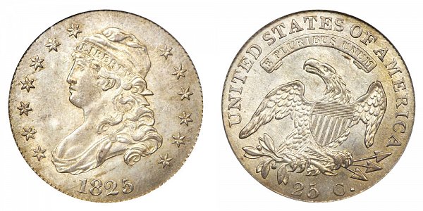 1825/4 Capped Bust Quarter - 5 Over 4 - Close Date 