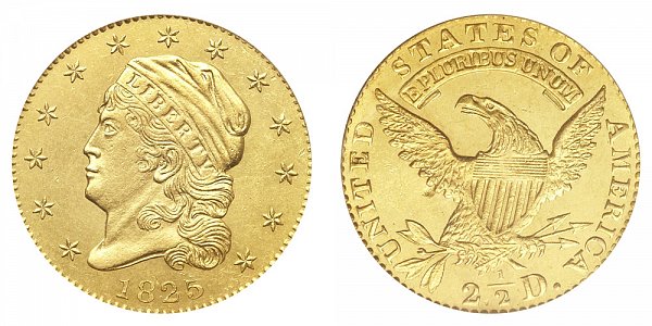 1825 Capped Bust $2.50 Gold Quarter Eagle - 2 1/2 Dollars