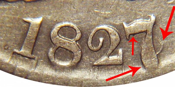 1827/6 Capped Bust Half Dollar - 7 Over 6 Overdate Error 