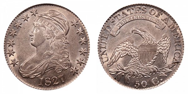 1827 Capped Bust half Dollar - Curled Base 2 