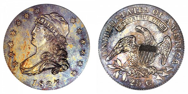 1827 Capped Bust Quarter - Original - Curl Base 2