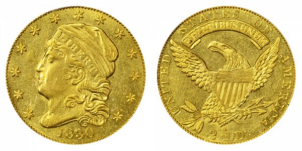 1830 Capped Bust $2.50 Gold Quarter Eagle - 2 1/2 Dollars 
