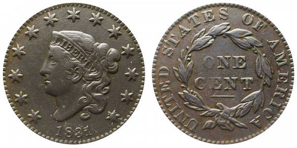 1831 Coronet Head Large Cent Penny - Medium Letters