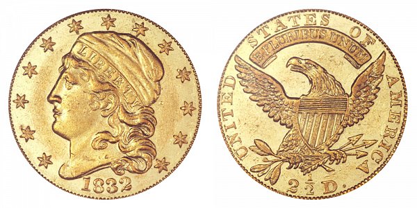 1832 Capped Bust $2.50 Gold Quarter Eagle - 2 1/2 Dollars 