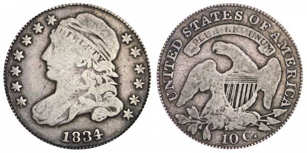 1834 Small 4 Capped Bust Dime 