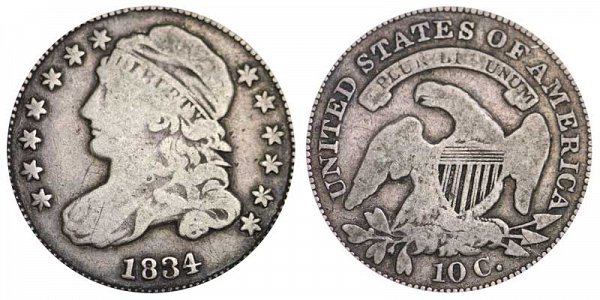 1834 Small 4 Capped Bust Dime