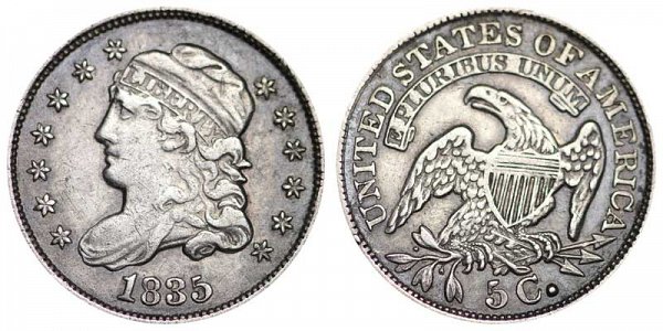 1835 Capped Bust Half Dime - Large Date Small 5C 