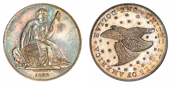 1836 Gobrecht Dollar Restrike - Die Alignment 3 - Starry Field - Name Below Base 