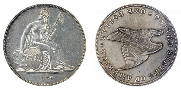 1836 Gobrecht Dollar Restrike - Die Alignment 3 - Plain Field No Stars - Name On Base 