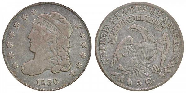 1836 Capped Bust Half Dime - Small 5C 