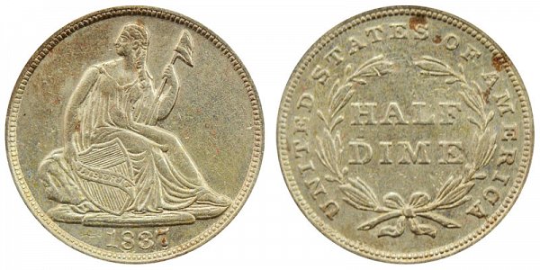 1837 Large Date Seated Liberty Half Dime