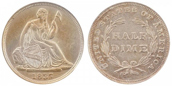 1837 Small Date Seated Liberty Half Dime 