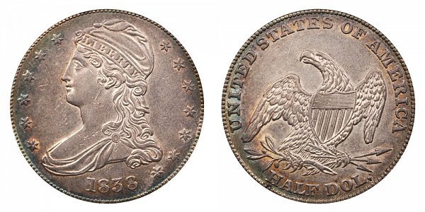 1838 Capped Bust Half Dollar - HALF DOL. On Reverse 