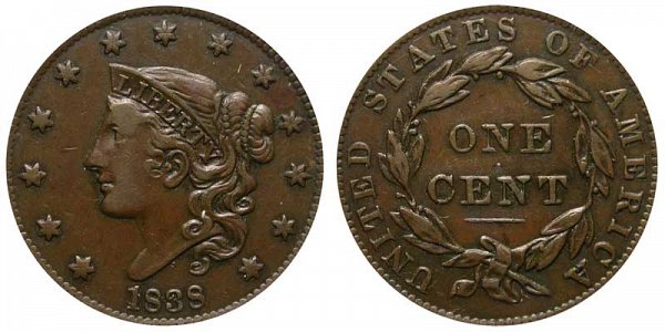 1838 Coronet Large Cent Penny