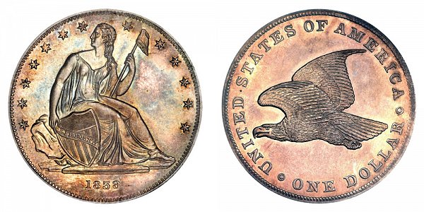 1838 Original Gobrecht Dollar - Die Alignment 4 - Plain Field - Name Omitted - Reeded Edge 