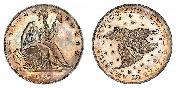 1838 Restrike Gobrecht Dollar - Die Alignment 3 - Starry Field - Name Omitted - Reeded Edge 